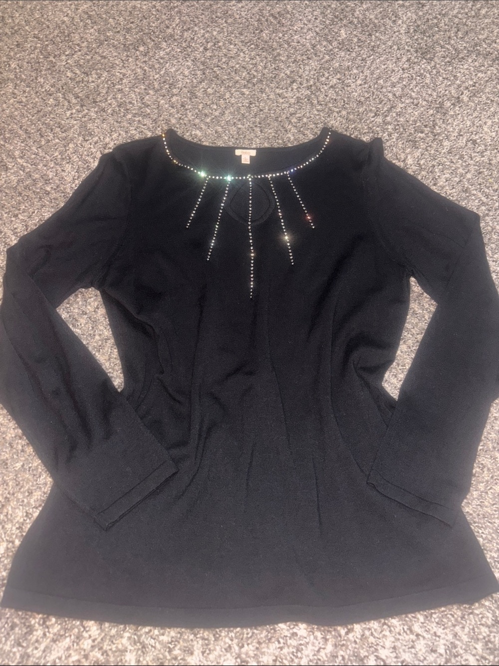 Reba Black Embellished Rhinestone sweater